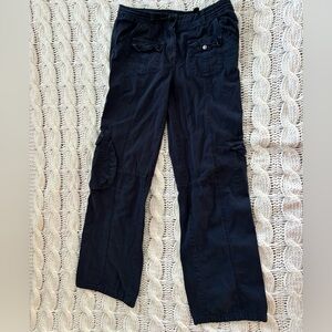 Brandy Melville Navy Cargo Pants Adjustable Waist Low Rise Relaxed
